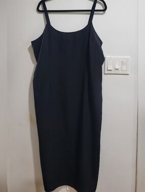 Black Midi Slip Dress / Layering Slip – Size 18/20 – Minimal Chic